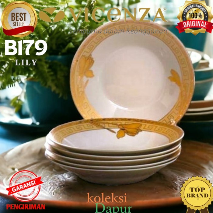 Set Piring Makan Vicenza 1 Lusin Plate 9 Inch B179 Lily Garansi Kirim - Asli