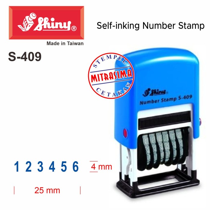 

STEMPEL SHINY S-409 ( STEMPEL NOMOR 6 DIGIT S409 TIPE S 409 )