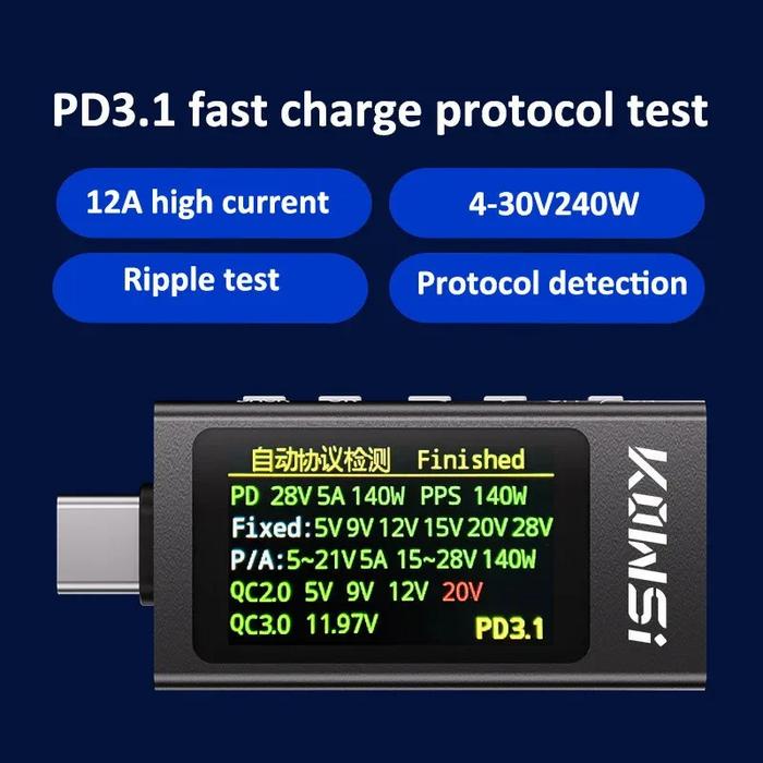 KWS-X1 USB Type C Tester Voltmeter Current Voltage Power Meter Ammeter Fast Charge Detection Trigger
