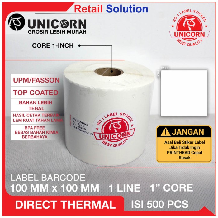 

ATKJaya- Kertas Stiker Resi Label Thermal 100x100 / 100 x 100 mm / 4x4 inch