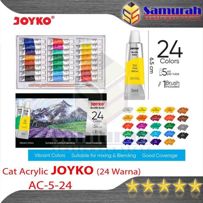 

ATKJaya- Cat Akrylic Joyko ACC 5 24 W / Acrylic Color 24 warna ACC-5-24 5 ml