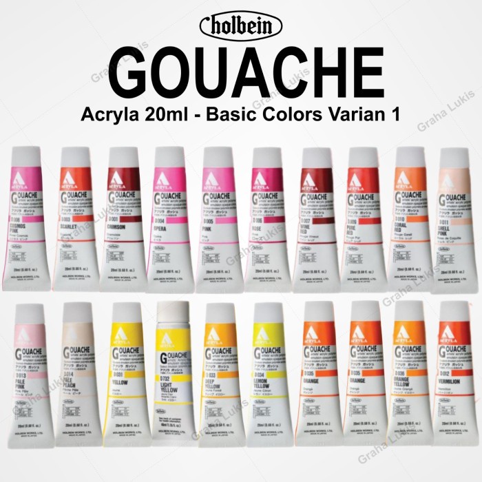 

ATKJaya- Holbein Acryla Gouache 20ml (Basic Colors) Varian 1