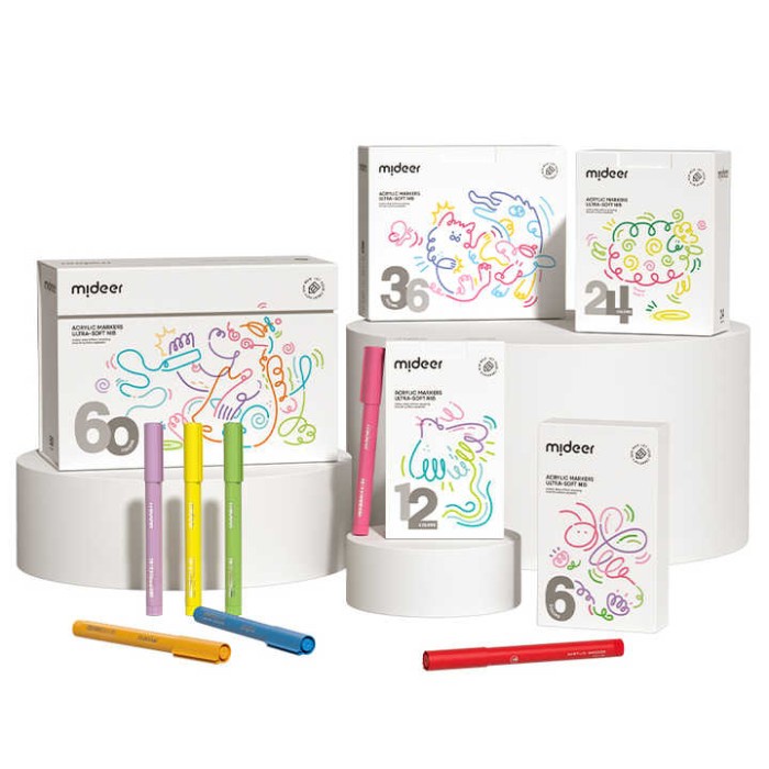 

MIDEER ACRYLIC MARKER ULTRA SOFT NIB PAINT BRUSH ISI 6 12 24 36 60 PC
