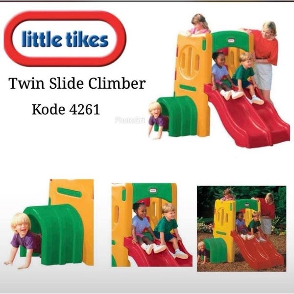 Laris Little Tikes Twin Slide Tunnel Slide Perosotan Little Pumpkins Toys