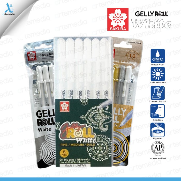 

[tmr] - Pulpen Warna Sakura Gelly Roll White Color Gel Pen Bolpen