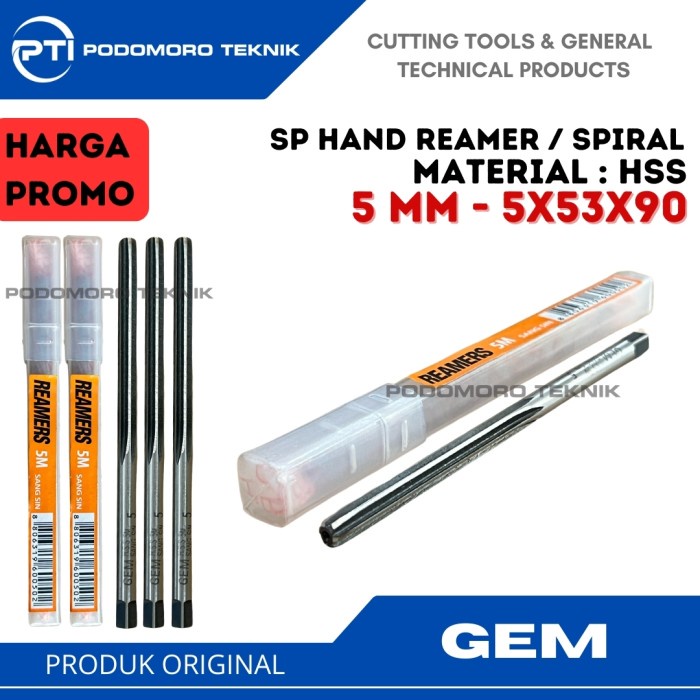 HAND REAMER 5 MM / HAND REAMER 5MM MESIN REAMER LURUS MEREK GEM