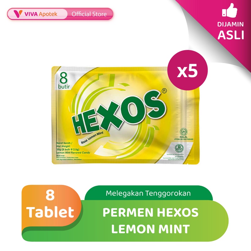 

Permen Hexos Lemon Mint untuk Melegakan Tenggorokan (Pack - 5 Sachet)