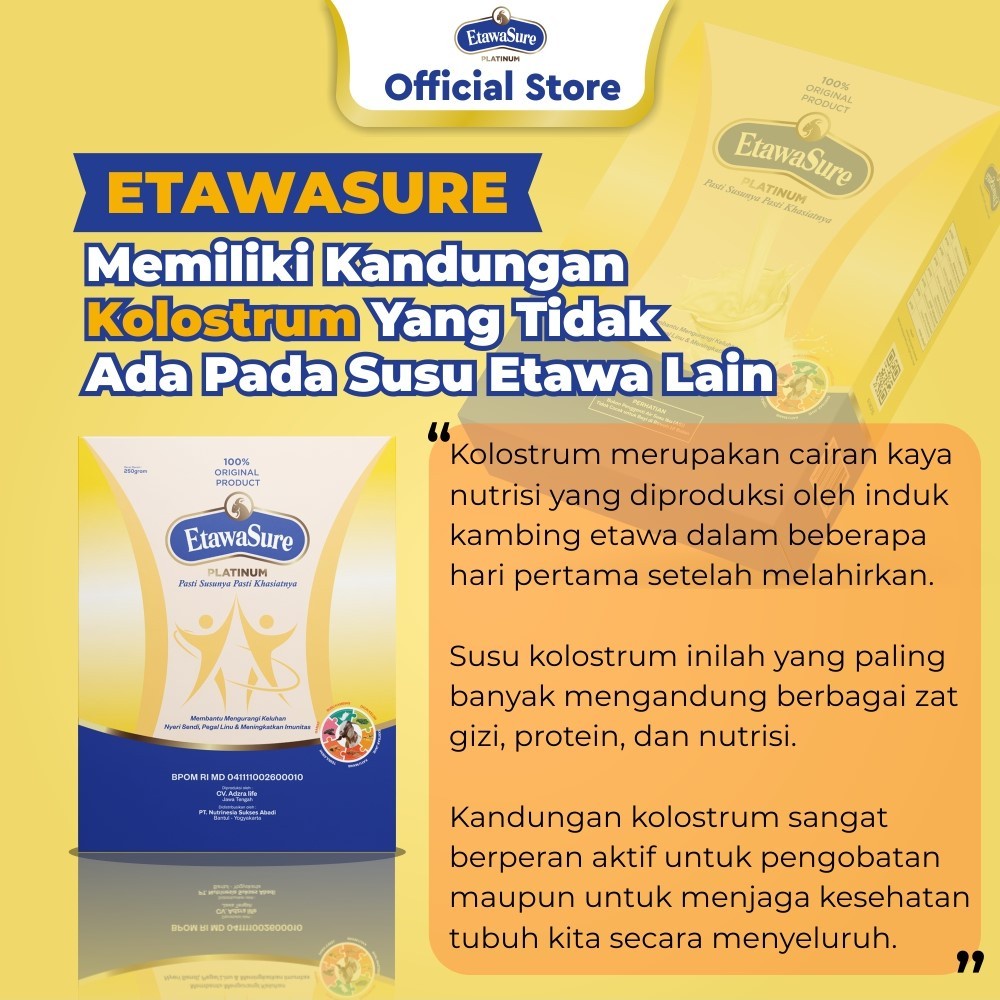 

Susu Kambing Etawa Platinum Untuk Asam Urat Nyeri Sendi dan Pegal Linu Etawasure 250gr