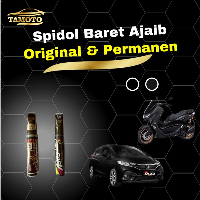 Spidol Baret / Cat Anti Baret Penghilang Goresan Mobil Motor Original Warna Hitam Metalik Dan Doff /