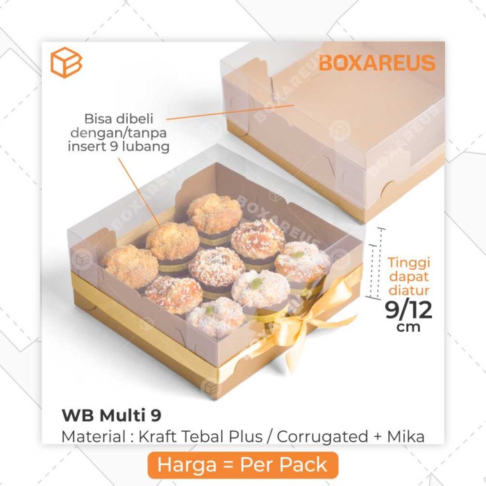 

SOUVEN- Box Cup Cake isi 9 Kotak Puding Dus Kue Atur Tinggi WB Multi 9
