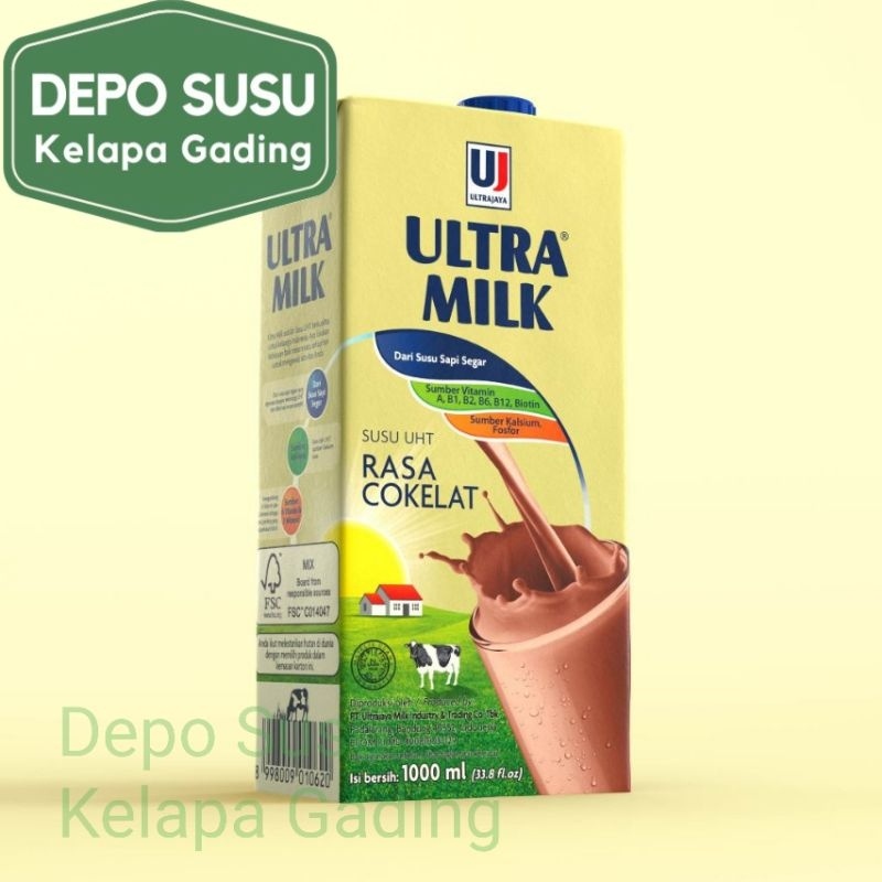

Susu Ultra Milk 1L Full Cream / Chocolate / Low Fat Fullcream UHT Rasa Coklat Rendah Lemak Source of
