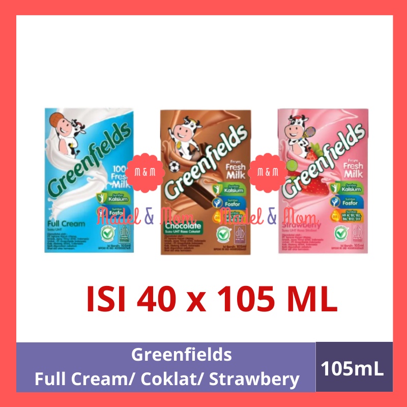 

Susu Greenfields UHT 105 mL X 40pcs All Varian Gojek Grab Only