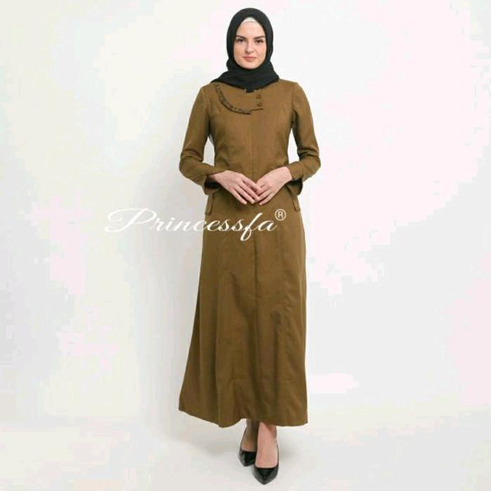 Gamis Coklat Tua Wanita/ Gamis Kerja Wanita Coklat Tua/ Gamis Kheki Wanita Coklat Tua Baju Muslim
