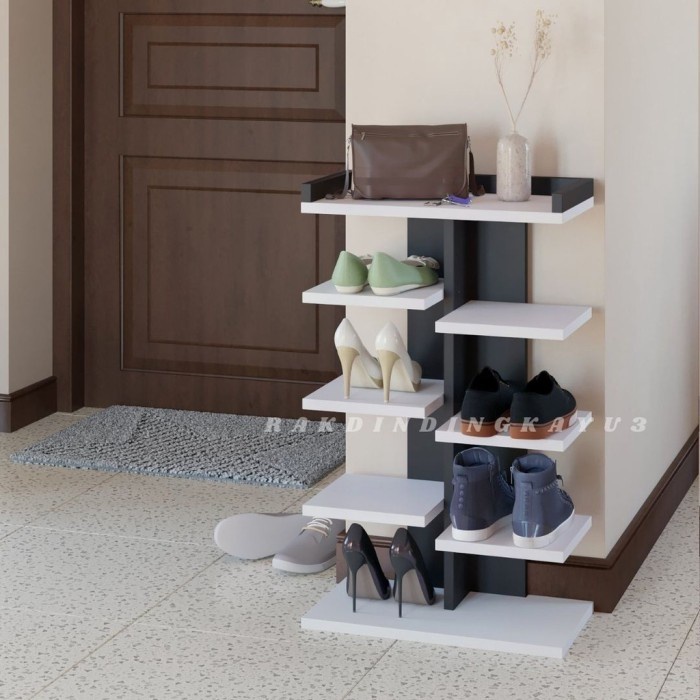 Rak Sepatu dan Tas Gantung 2 IN 1 Rak sepatu kayu susun, rak Sandal