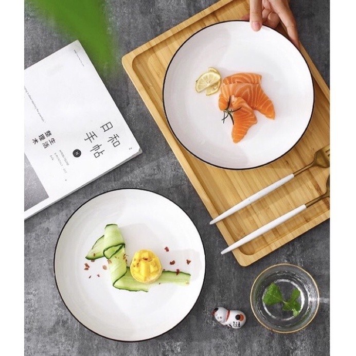Piring Makan Keramik Dinner Plate Porcelain putih polos Japan Korea