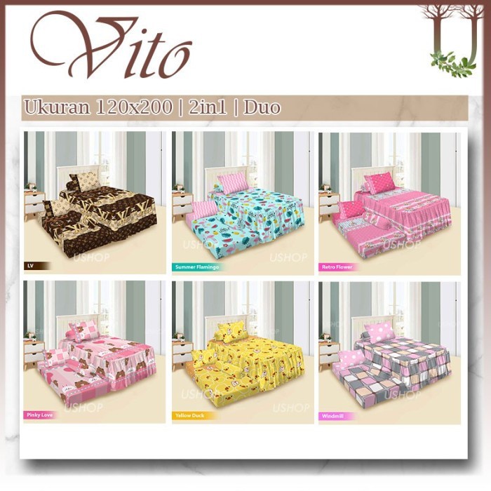 VITO Sprei DUO 120x200 Sorong / 2IN1 Alphabet Animal Duck BTS Star