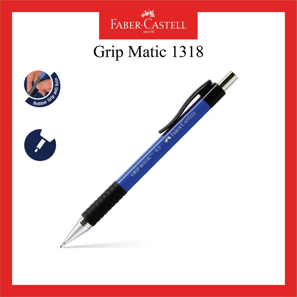 

Pensil Mekanik Faber Castell / Mechanic Pencil Grip Matic 1318 / Tersedia 3 Warna / Ukuran 0.5 MM