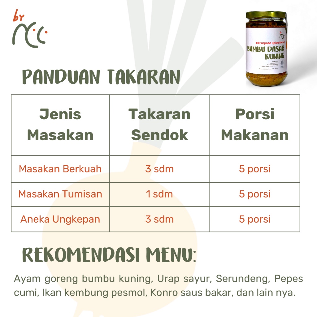 

By NCC Bumbu Dasar Putih / Kuning / Merah / Hijau / Hitam Jar 300gr