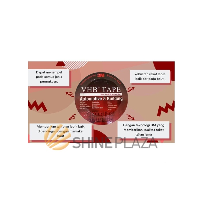 

Double Tape VHB 3M Original 12mm x 4.5M - Busa Perekat Kuat Bangunan Otomotif 1/2 Inch 12 mm