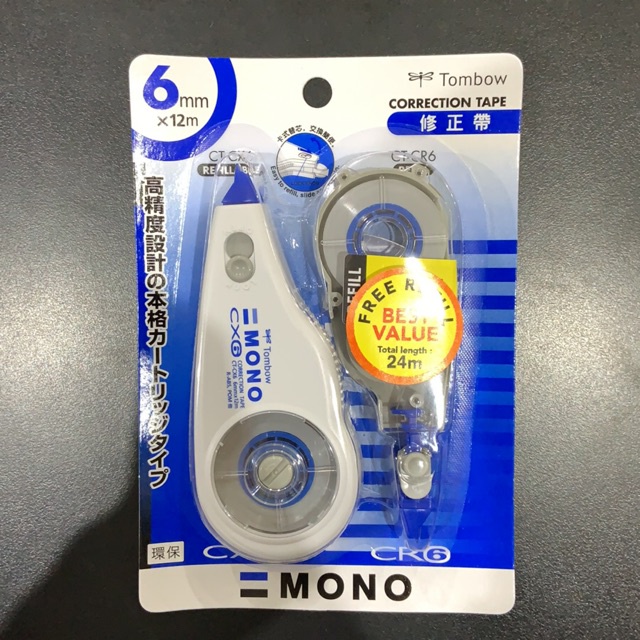 

TOMBOW Mono Correction Tape Cx6Cr6 + Refill Tip Ex Tip-Ex