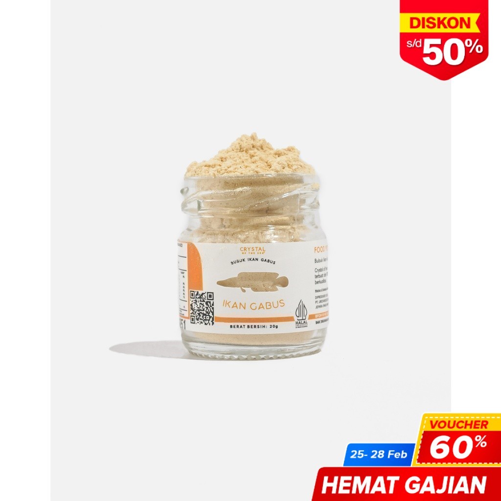 

Crystal of the Sea - Gabus Food Powder 20g/Bubuk Ikan Gabus / Kaldu MPASI / Tinggi Albumin