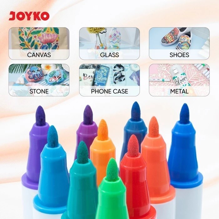 

JOYKO Acrylic Color Marker ACMK-68 - Spidol Akrilik Waterproof Set 12/24 Warna Murah