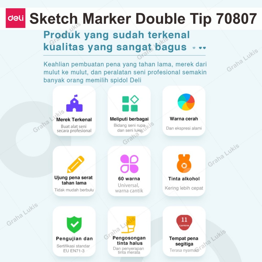 Deli Color Marker With Bag Spidol Warna Dengan Tas 30 / 40 / 60 / 80 Warna 70807