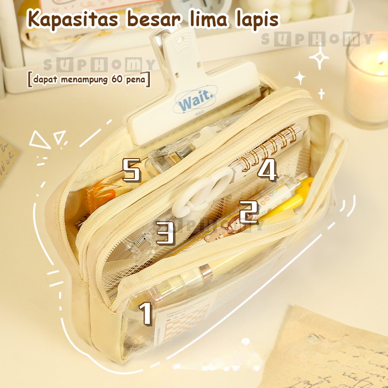 

Tempat Pencil Kotak Pensil Aesthetic Tas Pena Tas Pensil Tempat Alat Tulis Kapasitas Besar