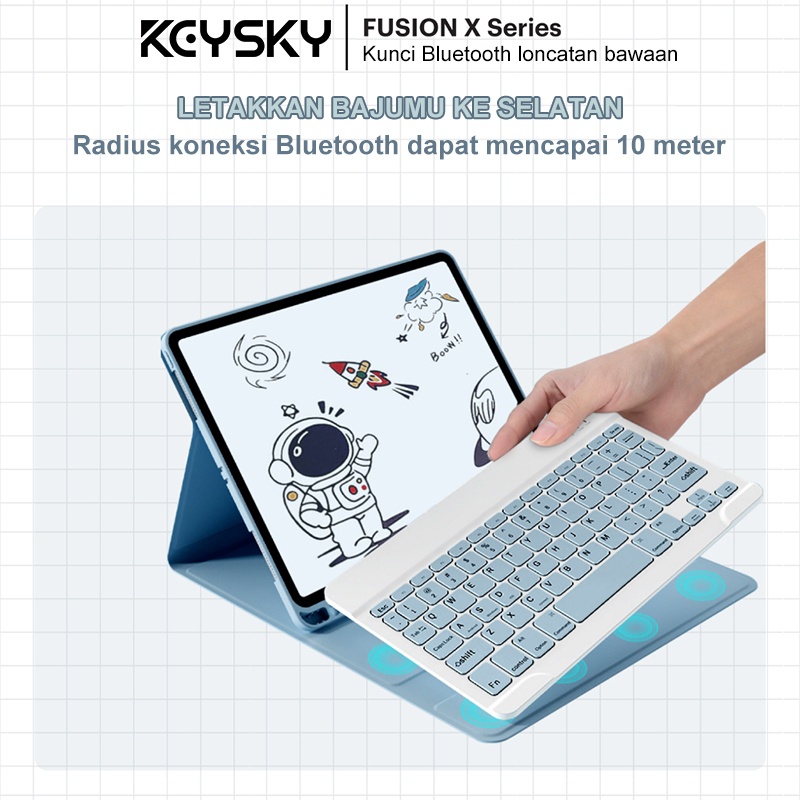 Ready Keysky For iPad Case bluetooth Keyboard and Mouse Set, rainbow color, case for iPad Air 4, for