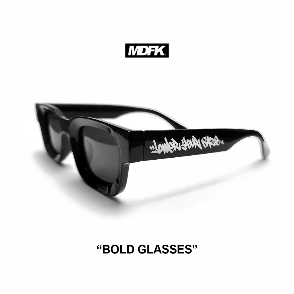 ACCMT- MDFK BOLD GLASSES (BLACK) LOWER GAZE (FREE POUCH) kacamata