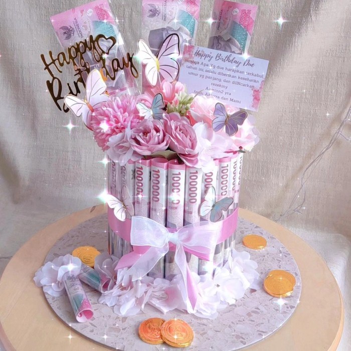 Money Cake Cake kue ulang tahun Rangka buket uang Bunga uang