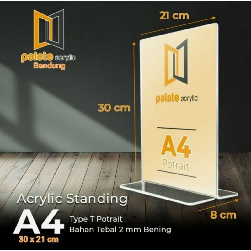 ACRYLIC TENT CARD / AKRILIK TENT HOLDER A4 T PORTRAIT 2mm