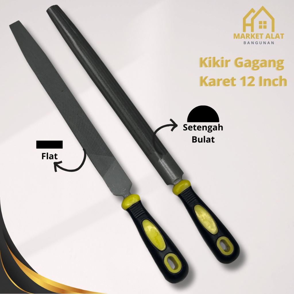 

Kikir Besi Gagang Karet 12" Varian Plat - Bulat - Setengah Bulat 30 CM