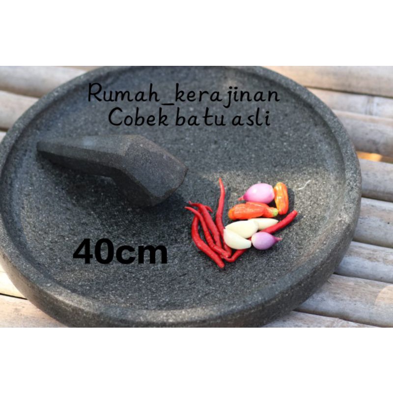 Grosir Cobek Batu Asli 40Cm Jumbo Free Ulek