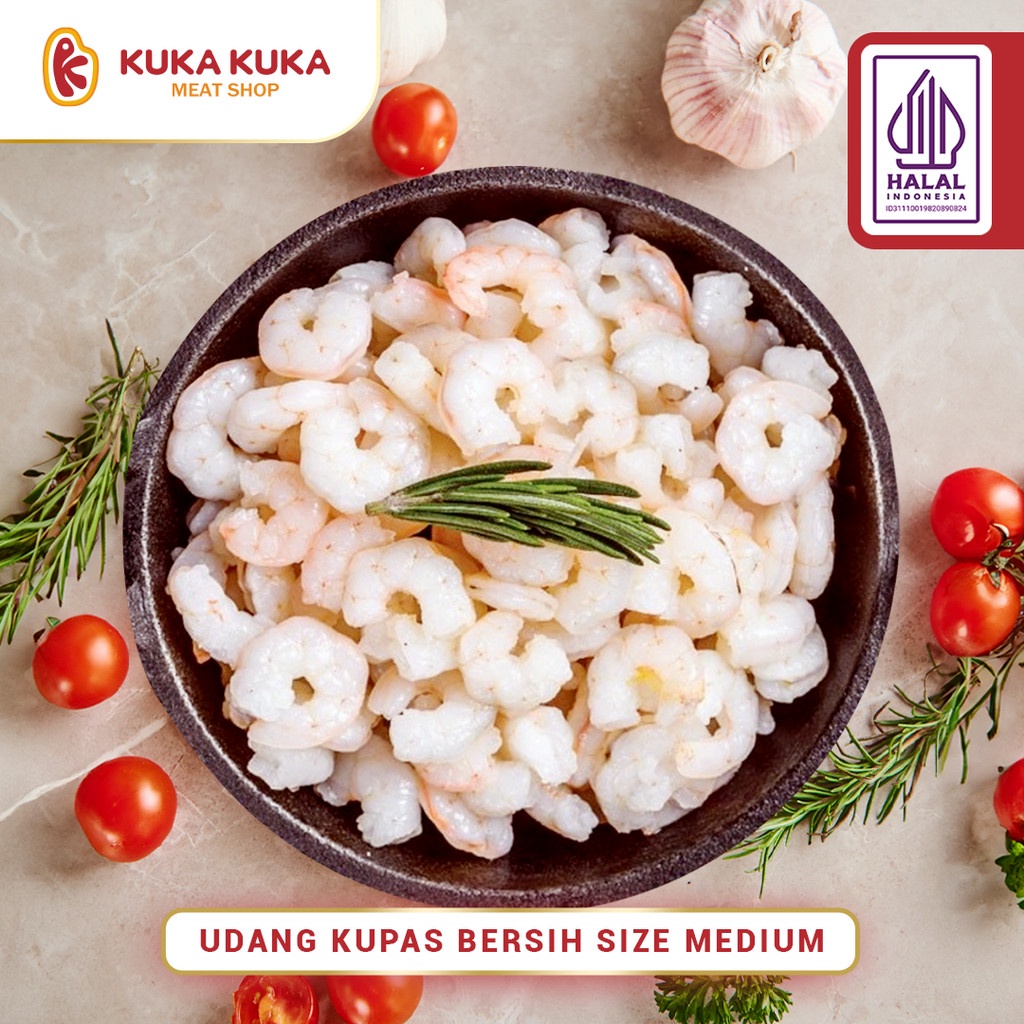 

Udang Kupas Bersih size Medium Frozen Segar Beku - 500gram