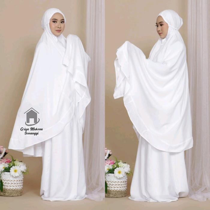 Mukena Stelan Putih Polos Dewasa Standar Katun Rayon Dingin / Mukena Putih Katun Rayon Putih Adem