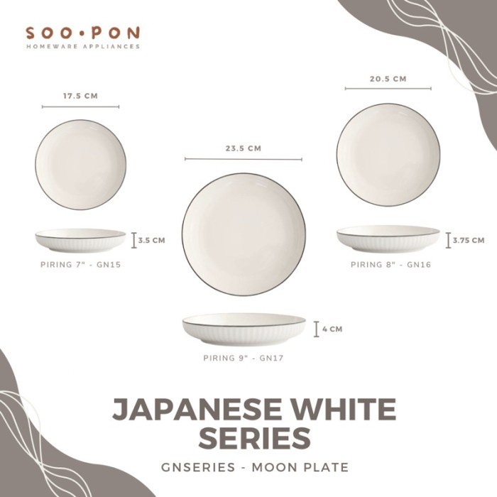 JTTOP PIRING MAKAN KERAMIK DINNER PLATE PORCELAIN PUTIH POLOS JAPAN KOREA