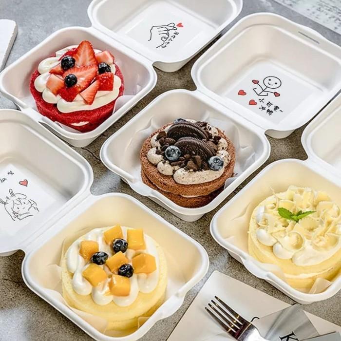 TOP [GROSIR] BAGASSE BURGER BOX/DUS KOREAN BENTO/LUNCHBOX CAKE TART MINI -