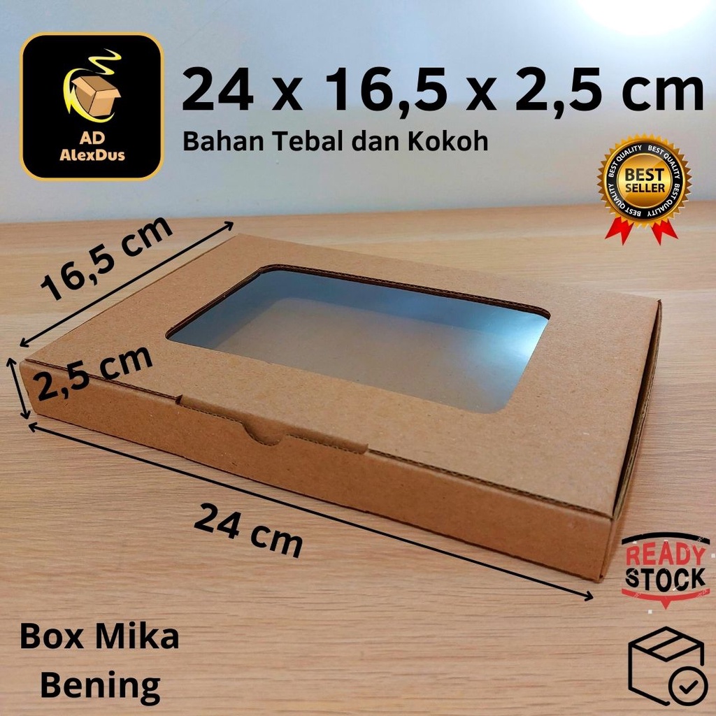 

Kardus Mika 24 x 16,5 x 2,5 cm Model Diecut | Kotak Box Dus Hampers Kue Snack Parcel