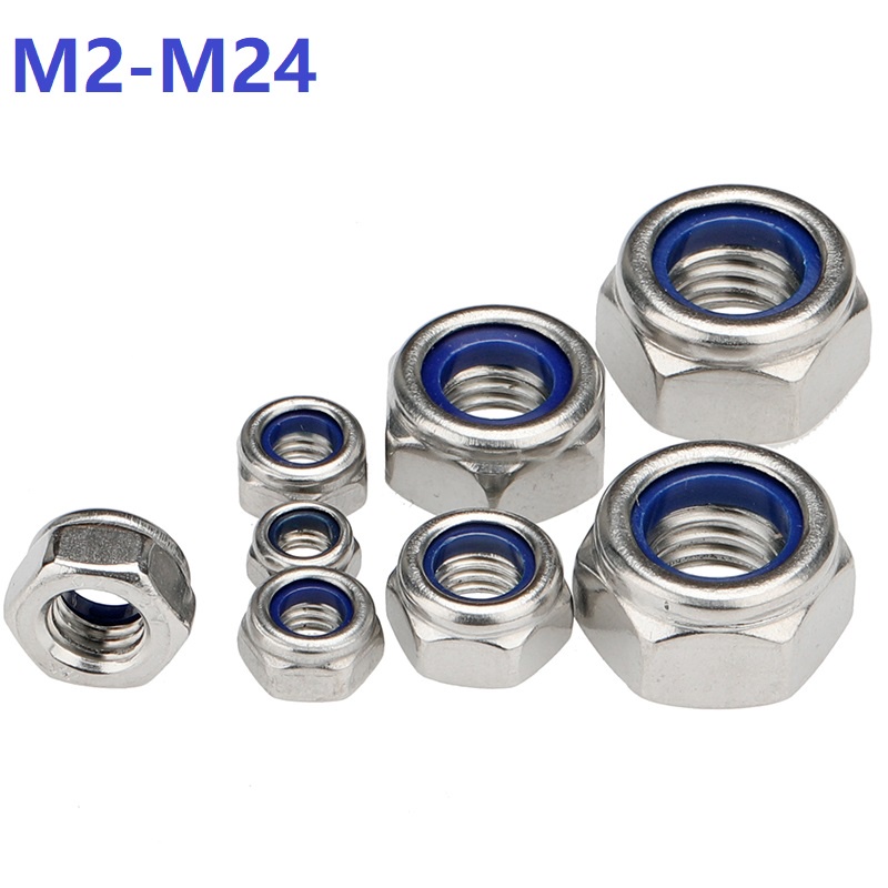 New Nylon Lock Nut 304 Stainless Steel M2 M3 M4 M5 M6 M8 M10 M12 M14 M16 M20 M24 Insert Lock Nut Sel