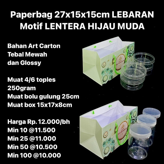 

pernakpernik- Paperbag 27x15x15cm Motif LEBARAN Muat 3 Toples Tabung