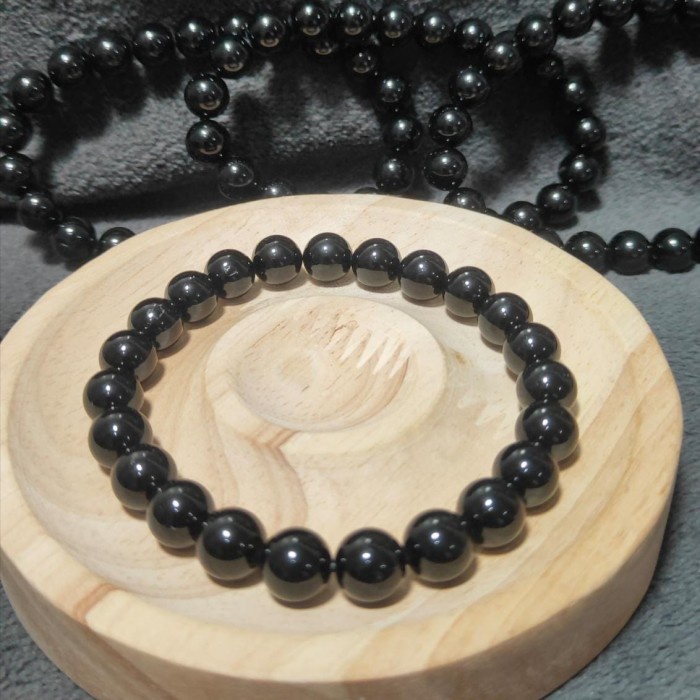 Gelang Black Obsidian Natural 8 mm Top Grade