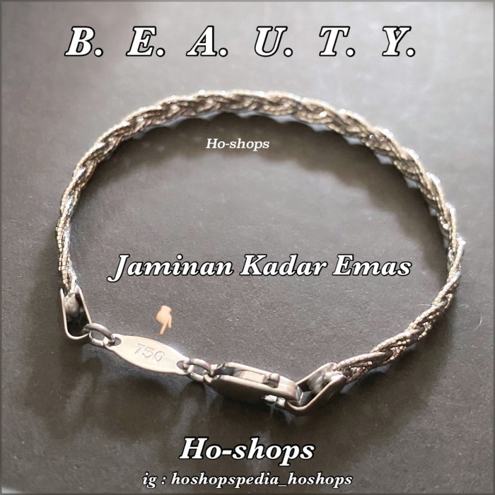 Gelang Coker Kepang Mas Putih Kadar 750 Asli Emas