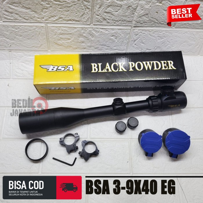 JUAL TELESKOP BSA BLACK POWDER 3-9X40 EG BSA 3-9X40 EG PLUS SUNHIDE