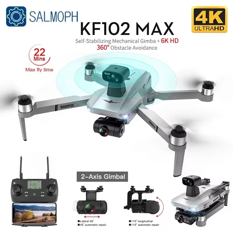 Kf102 / Kf102Max Drone 4K Profesional With Hd Camera 5G Wifi Gps 2-Axis Anti Shake Gimbal Quadcopter
