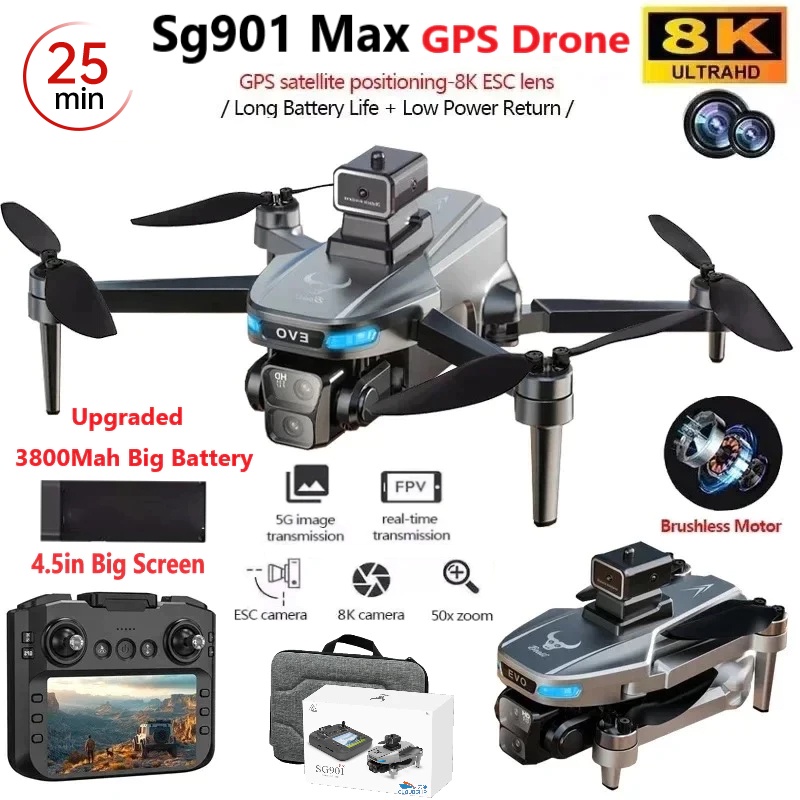 Zll Sg901Max Sg901 Max Gps Mini Drone Screen Control Brushless Fpv Obstacle Avoidance Remote Control