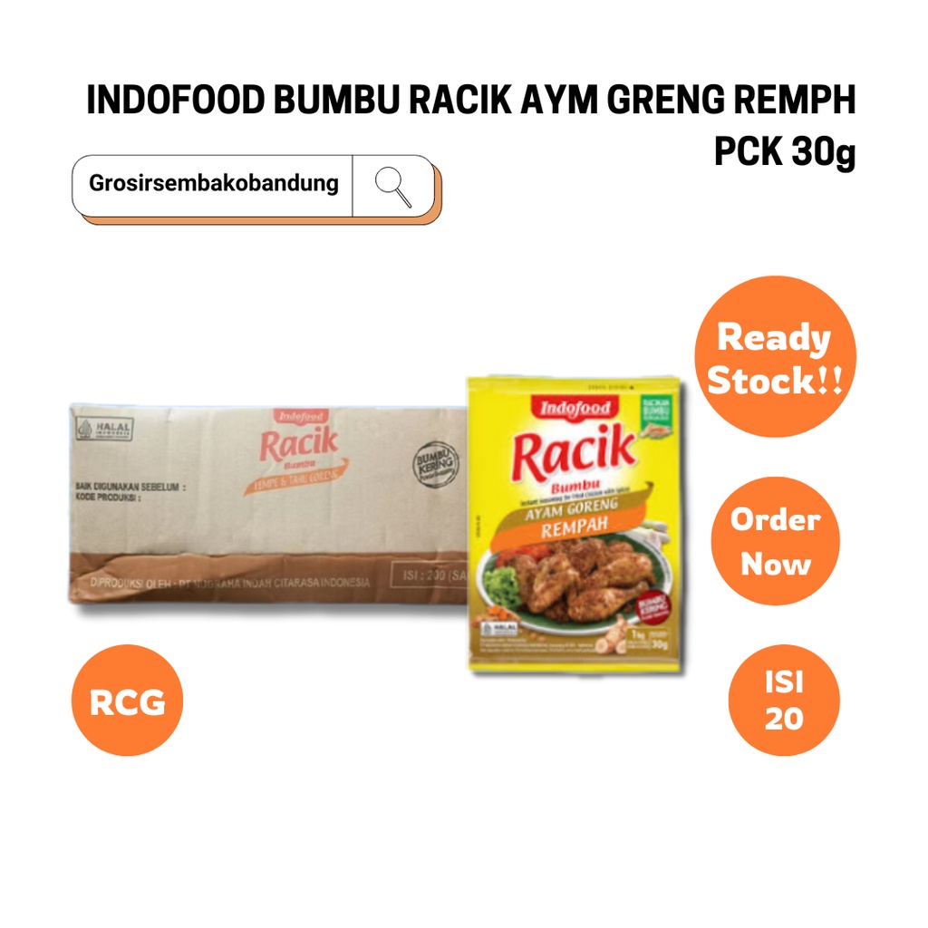 

INDOFOOD BUMBU RACIK AYM GRENG REMPH PCK 30g - 1 Dus - Kota Bandung