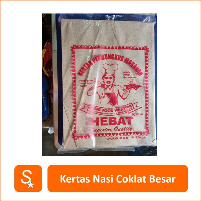 KERTAS NASI COKLAT BESAR 30 X 40 CM / BUNGKUS NASI HEBAT 30X40 CM