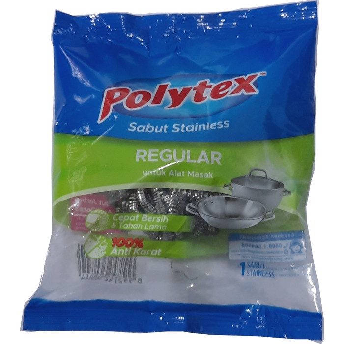 JTTOP" 1 LUSIN POLYTEX SABUT STAINLESS REGULAR CUCI PIRING KAWAT ANTI KARAT
