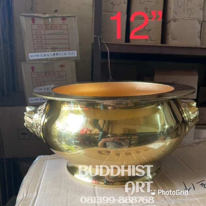 Hiolo Kuningan Kepala Singa 12 Inch Hiulo